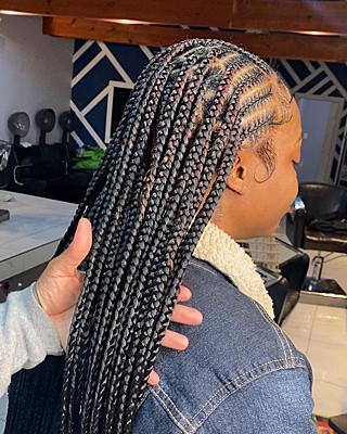 Half-Fulani Tribal Braids, Half-Knotless Braids