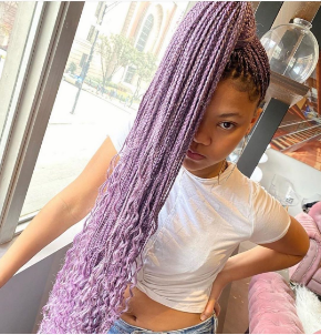 Light Purple Goddess Knotless Braids 