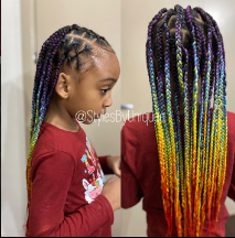 Criss Cross Knotless Braids With Rainbow Shades