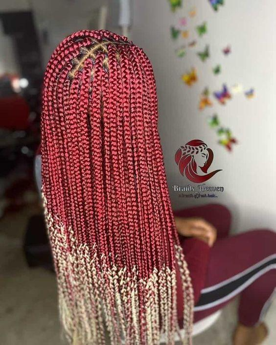 Blonde and Red Knotless Braids