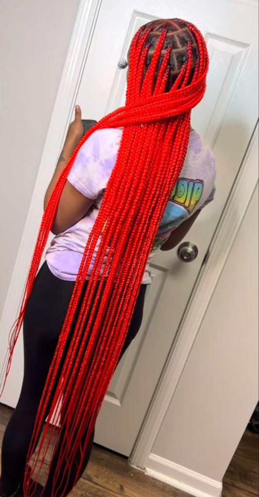 Long Red Knotless Braids
