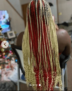 Red and Blonde Knotless Braids