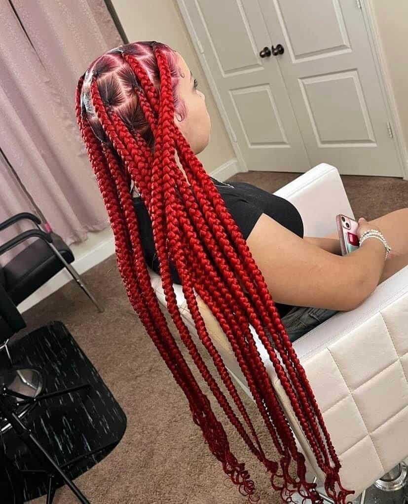 red single braids
